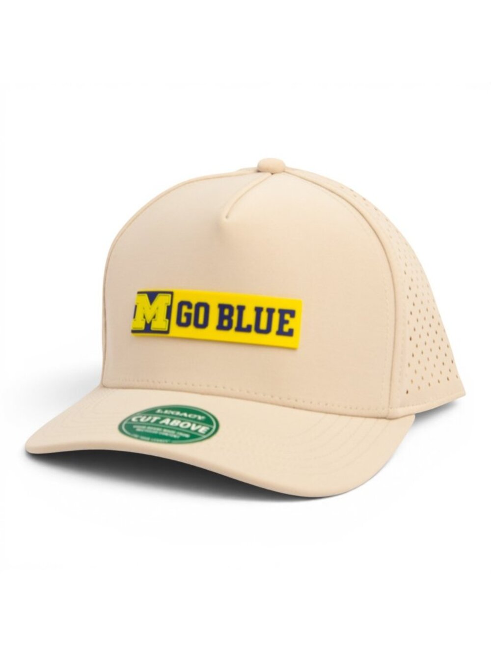 Michigan Wolverines GO BLUE Maize 3D Snapback Perf Hat- Stone